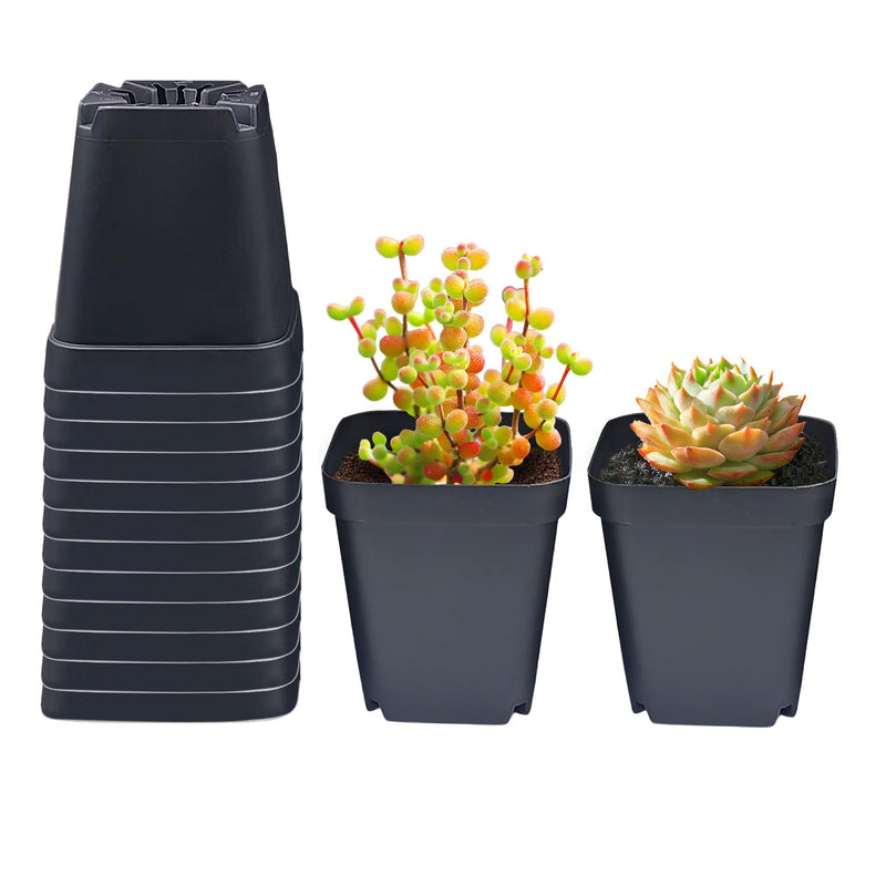 Square Nursery Pots 3.54Inches 90 Pcs Seedling Flower Post Plastic Thick Seed Start Germination for Plant Propagation,Sturdy Suit for 1020