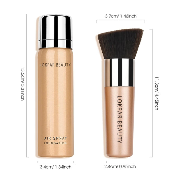 Airbrush Foundation Spray, Silky Mist Spray Makeup Kit with Brush, Full Coverage Foundation for Smooth Radiant Finish, Formula Breathable