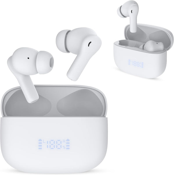 Beleth New Earset Pro1 In-Ear Bluetooth TWS Headphones, Medium Size, White - Includes Cable, Eartips, and Manual