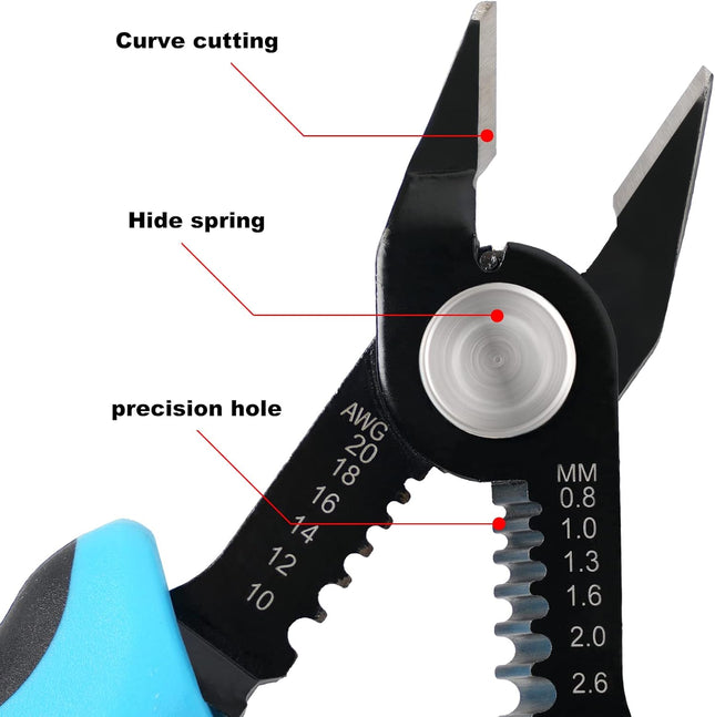 WGGE Wire Cutters Precision Flush Pliers with Supplementary Stripping, Cutting Pliers, Handy and Slim Diagonal Cutters, 