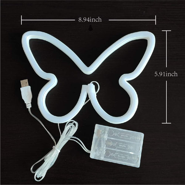 JYWJ Butterfly Neon Sign,USB or 3-AA Battery Powered Neon Light,LED Table Decoration,Bedroom Wall Decoration,Birthday Gift,Wedding Supplies