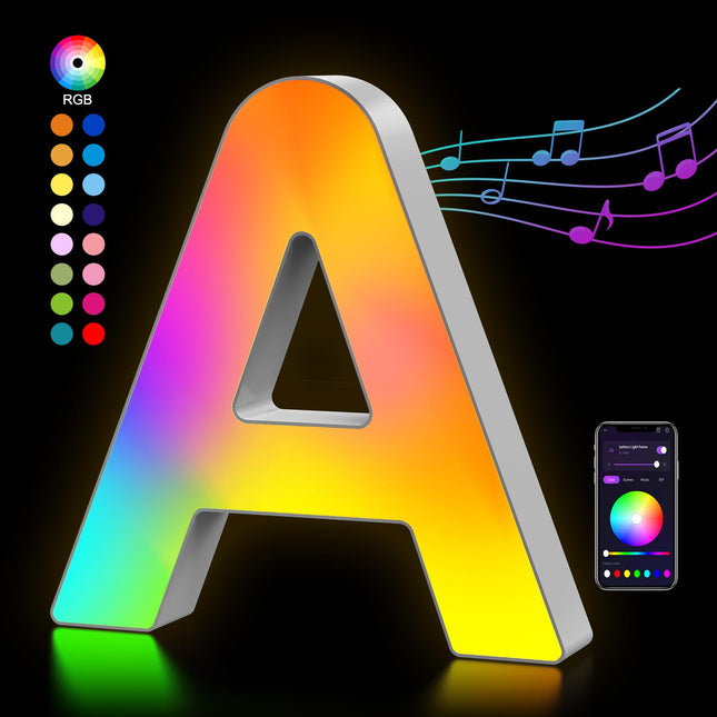 OJQ Light Up Letters Led Lights- Marquee Letters for Boy Girl Gift Room Decor Wall Lights - Music Sync Color Change Colo