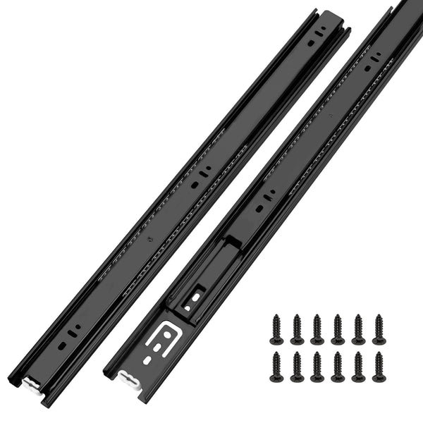LONTAN 12 Inch Full Extension Ball Bearing Drawer Slides 2 Pairs Side Mount Cabinet Rails Tool Box Trash Can Glides Black Heavy Duty Kitchen