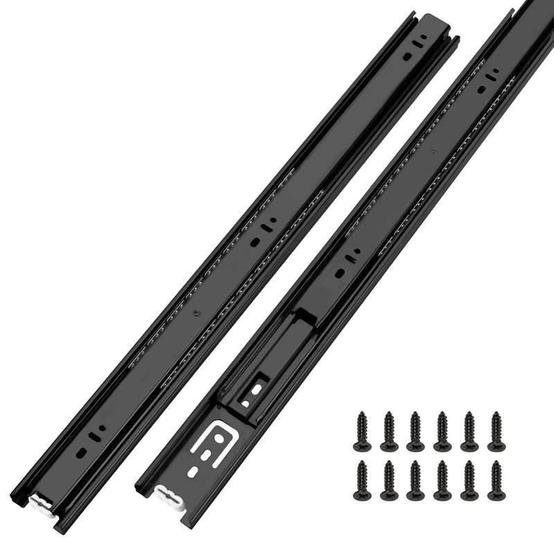 LONTAN 12 Inch Full Extension Ball Bearing Drawer Slides 2 Pairs Side Mount Cabinet Rails Tool Box Trash Can Glides Black Heavy Duty Kitchen