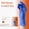 Caring Nitrile Exam Gloves, Blue, Powder-Free, Disposable Gloves for Medical Care, First Aid, Cleaning, Food Prep