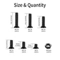 M4 Flat Head Machine Screws and Nuts Kit, 275 Pcs Black Countersunk Head Phillips Screws Bolts Hex Nuts Assortment Kit - M4 X 6Mm/ 10Mm/ 12Mm/