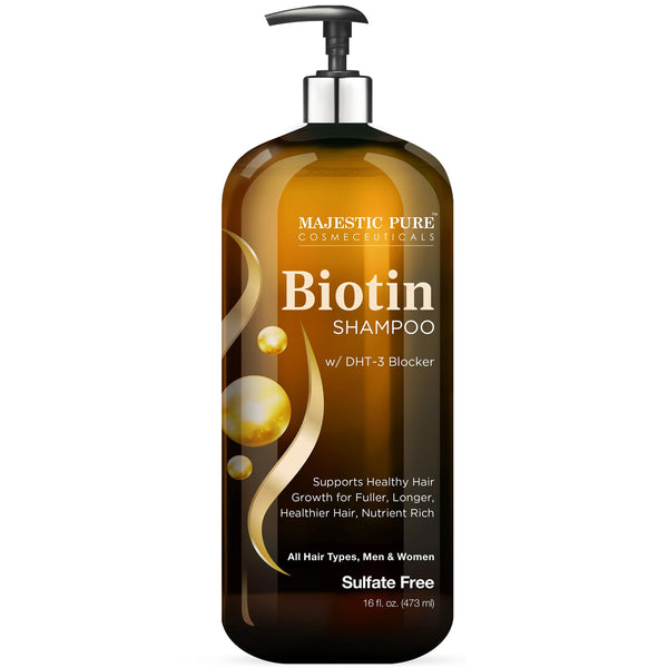 Majestic Pure Biotin Shampoo - Volumizing Shampoo for Hair Loss - with DHT-3 Blocker - Hydrating & Nourishing - Sulfate Free, for Men & Women -