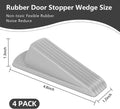 4 Pack Premium Rubber Door Stoppers Wedge, Door Stops for Carpet Heavy Duty Door, for Bottom of Door on Tile, Concrete, Carpet, Wooden Floor (Gray)