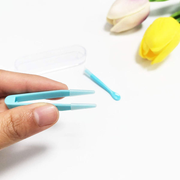 4Pcs Blue Contact Applicator,Contact Lens Remover Tool,Inserter/Remover+Tweezer with Soft Tip,For Contact Lens Cases Health and Household Contact