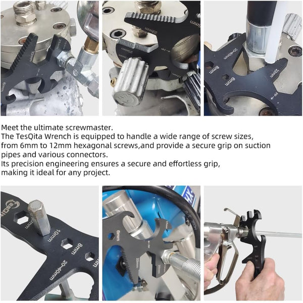 Multifunction Combination Wrench, Steel Black Maintenance Tools with Open Gearwrench and Bucket Opener, 6,8,10,12,17,19,22-40Mm Wrench for Nut