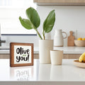 Olive You Signs, Home Kitchen Decor, Box Sign Wood Desk Sign Decors, Cute Kitchen Decor for Shelf, Olive Branch Sign, Farmhouse Decors, Home Bar