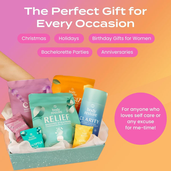 Body Restore Shower Steamers Aromatherapy 6 Pack – Birthday Gifts for Women, Men, Easter Basket Stuffers, Stress Relief, Relaxation, Self Care –