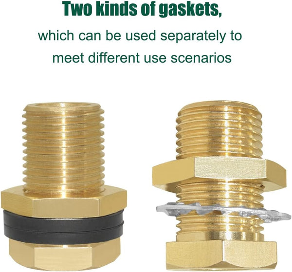 Joywayus Brass Full Thread Lengthened Bulkhead Fitting 1/4"NPT Female X 1/2" Male Bulk Head Pipe Fitting Bulkhead Tank Fitting Coupler (Pack of 2)