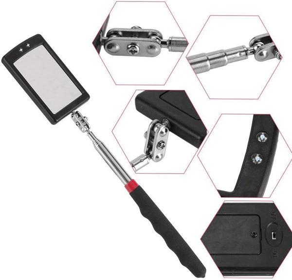 Telescoping Inspection Mirror with LED Lights?Flexible Claw Grabber Tool Magnetic 4 Claw Picker. Combination Tool Set. Easy to Extendable Observe