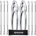 Lobster Crackers and Picks Set, 8Pcs Crab Leg Cracker Tools - Stainless Steel Seafood Crackers & Forks Nut Cracker Set & Storage Bag - Dishwasher