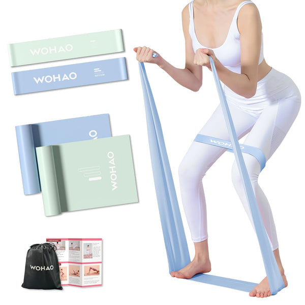Resistance Band Set, Two Resistance Levels, Stretch Bands for Working Out Women or Men, Strength Training, Home Fitness, Toning, Stretching, Yoga,