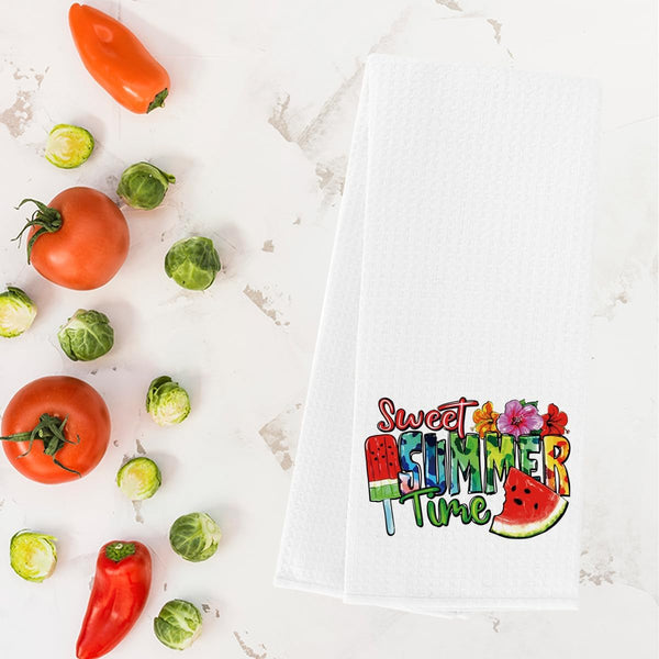 Hello Summer Kitchen Dish Towel Summer Watermelon Lover Gifts Tea Towel for Tea Room Toilet Bathroom Home Kitchen Decor Accessories