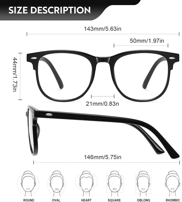 Okany Blue Light Blocking Glasses for Women Men Woman Black Computer Screen Filter Gaming Glasses Womens Mens 99.9% Blue Light Blocker round