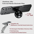 BRCOVAN 1.5'' Ball Fish Finder Mount, Aluminum Alloy Universal Marine Electronic Plate for RAM Mounts C Size 1.5 Inch Ball Double Socket Arm, Fit