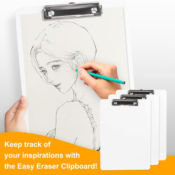 Dry Erase Wood Clipboard, Hardboard Clip Board 8.5X11 for Classroom, Students, Kid, Size 9" X 12.5", Double-Sided White Board, with Low Profile