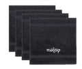 Chakir Turkish Linens | Hotel & Spa Quality 100% Cotton Premium Turkish Towels | Soft & Absorbent (4-Piece Washcloths, Black - Makeup Embroidered)