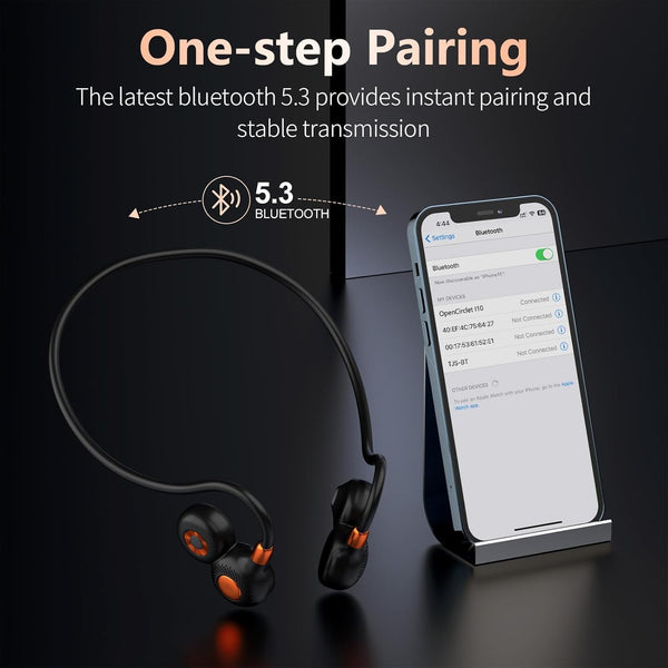 Ortizan Open Ear Headphones, Bluetooth 5.3 Wireless Air Conduction Headphones Sport Earbuds, Premium Sound, IPX6 Waterproof, Clear Call, 19G
