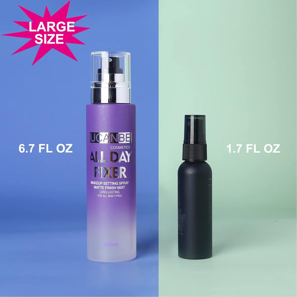 UCANBE Makeup Setting Spray - Matte Finishing Spray Long Lasting Face Mist, Oil Control Lightweight Hydrate Make up Spray, 6.7 Fl Oz Large Size