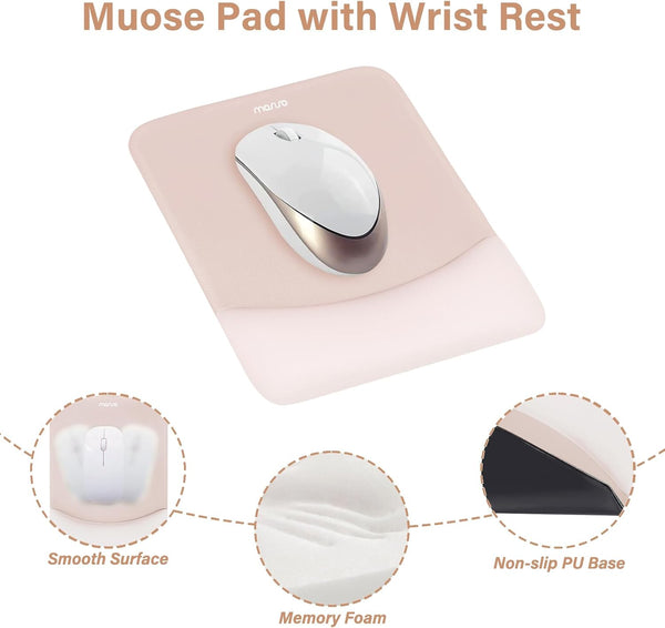 MOSISO Wrist Rest Support for Mouse Pad&Keyboard Set, Rectangular Ergonomic Mousepad Non-Slip Base Home/Office Pain Relief&Easy Typing Pad with