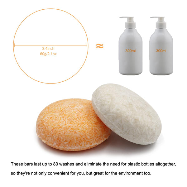 VERT 100% Natural Shampoo Bar for Hair 2 Pieces Solid Shampoo Soap for Treated Dry Damaged Hair Vegetarian Plant Essence Helps Stop Hair Loss and