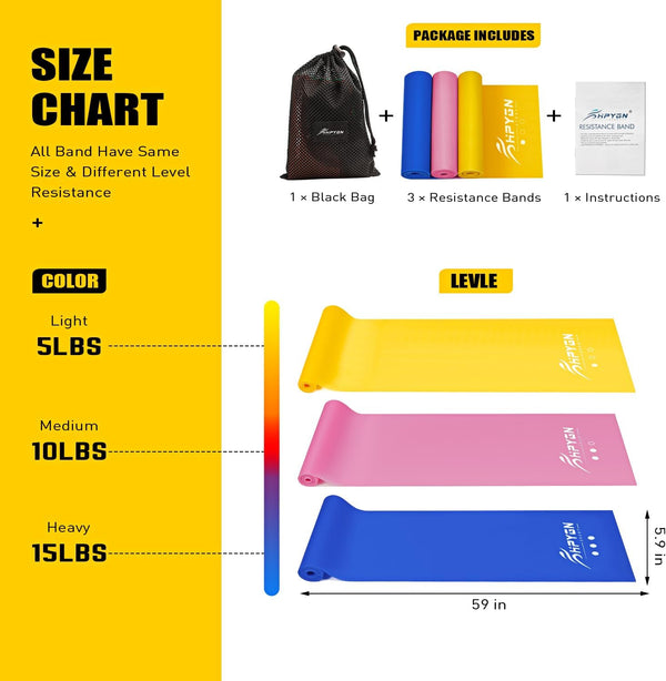 Resistance Bands, Exercise Bands, Physical Therapy Bands for Strength Training, Yoga, Pilates, Stretch Elastic Band with Different Strengths,