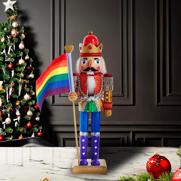 Kurt S. Adler F2088 Wooden Gay Pride Nutcracker, 12-Inch, Multi-Colored