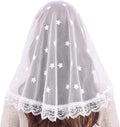 TREORSI White Veil Lace Mantilla Catholic Church Chapel Veil Head Covering Latin Mass