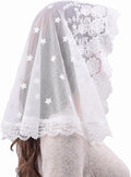 TREORSI White Veil Lace Mantilla Catholic Church Chapel Veil Head Covering Latin Mass