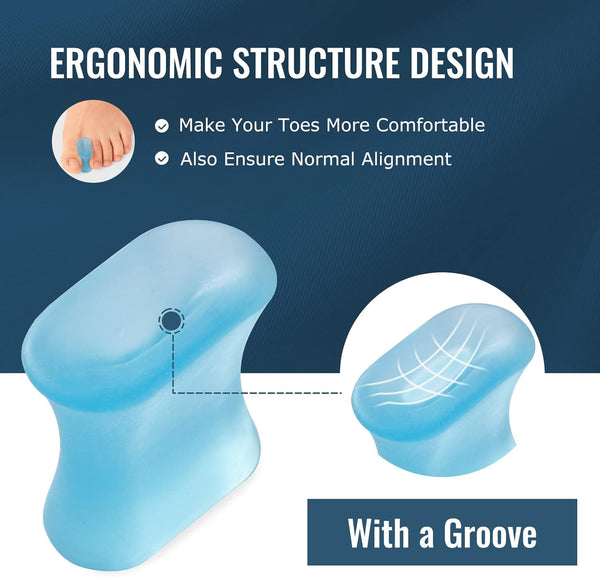 Welnove Upgraded Gel Toe Separators – 12-Pack Bunion Pads – Toe Spacers for Straightening Overlapping Toes, Bunions, Calluses – Soft Silicone