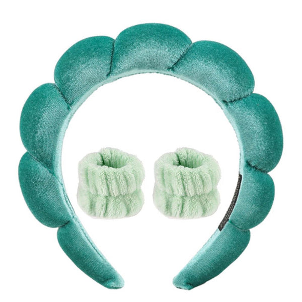 Spa Headbands for Washing Face Velvet Makeup Headband Combo Pack - Puffy Makeup Headbands for Face Washing, Mask, Skin Treatment