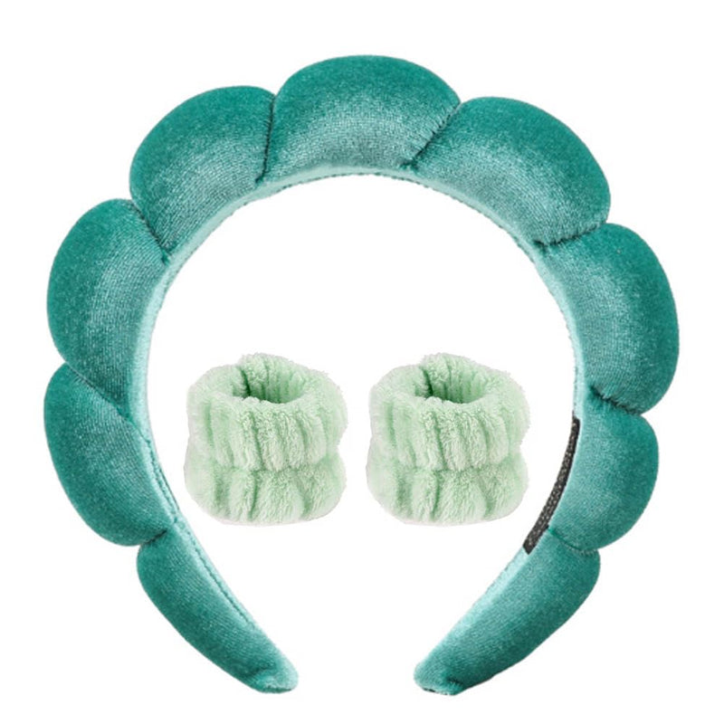 Spa Headbands for Washing Face Velvet Makeup Headband Combo Pack - Puffy Makeup Headbands for Face Washing, Mask, Skin Treatment