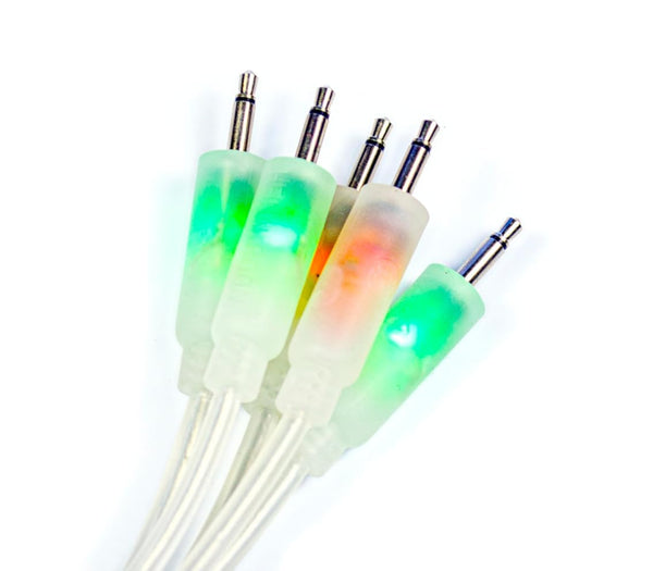 LED CV Patch Cables Eurorack Modular Test Leads, 5-Pack (23.6"), Transparent