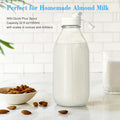 Liter Glass Milk Bottles W 100% Airtight Heavy Duty Screw Lid - 6 Pack 32 Oz Drinking Jars - Food Grade Glass Bottles for Milk, Honey, Jam -