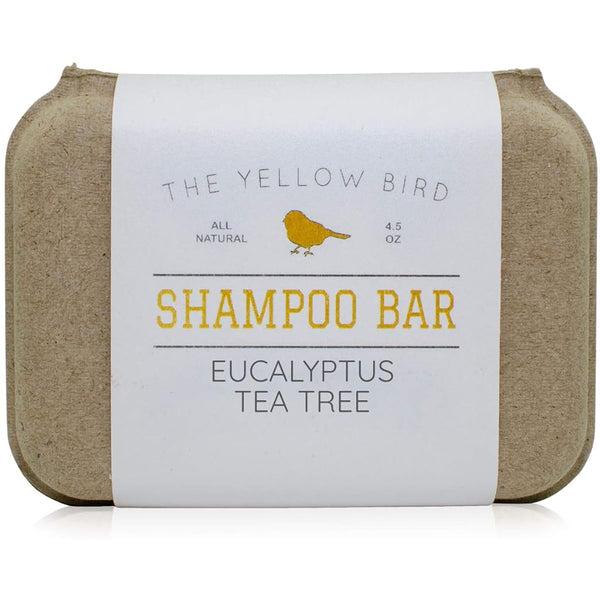 The Yellow Bird Eucalyptus Tea Tree Shampoo Bar. All Natural & Organic Ingredients. Sulfate Free, Detergent Free, Color Safe, and Silicone Free.