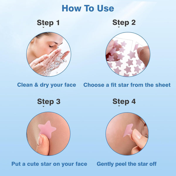 Pimple Patches for Face, Hydrocolloid Acne Patches, Cute Star Zit Covers, Colorful Spot Stickers with Tea Tree, Salicylic Acid & Cica Oil| 3 Sizes