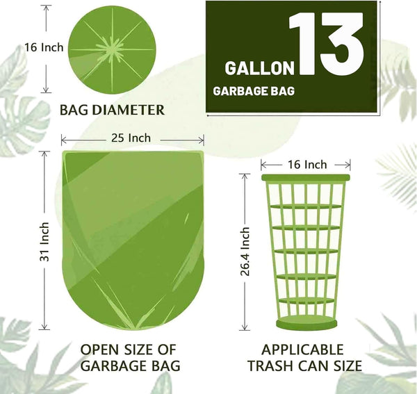 13 Gallon Trash Bags Biodegradable Compost Recycling Trash Bags, Compostable For Kitchen, 100 Count, 1.2 Mils,60 Liter, Recyclable Composta Large