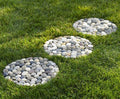 Natural Pebble Stepping Stones for Garden & Outdoor Walkways - 9 Inch round Therapeutic Massage Stones, 6Pcs Non-Slip Acupressure Floor Mats,