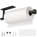 Paper Towel Holder under Cabinet Wall Mount,Self Adhesive and Drilling Paper Towel Holders,Sus304 Stainless Steel Paper Towel Roll Rack,Black