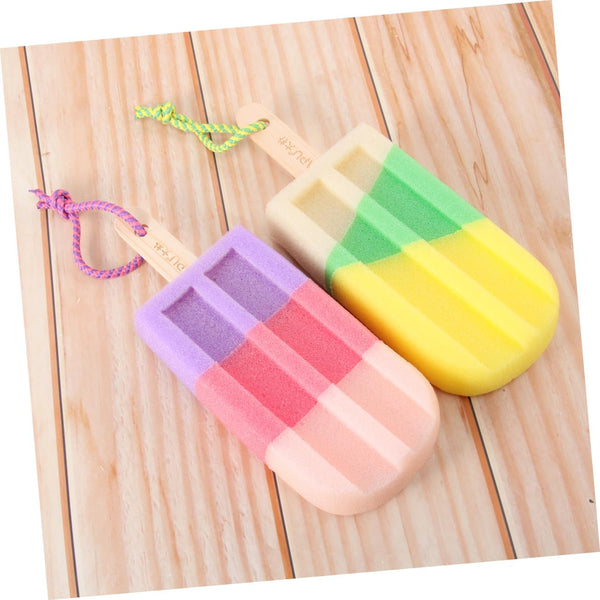 2Pcs Ice Cream Shaped Bath Ball Soft Bathing Towel Creative Bath Flower Shower Body Rubbing Towel Random Style Exfoliating Bath Sponge Body Sponge
