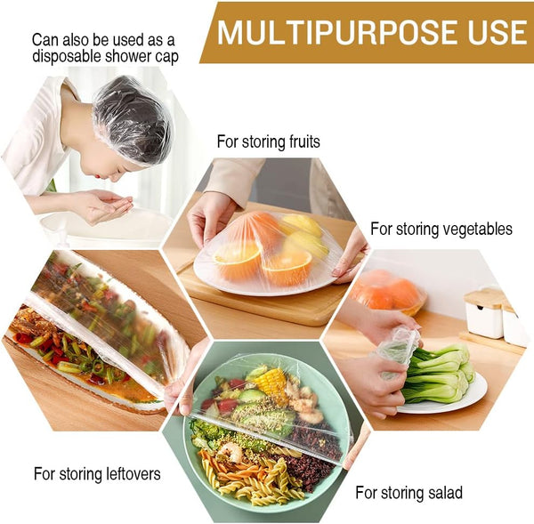 200PCS Bowl Covers Bread Proofing with Storage Bags, Fits Bowls up to 12", Plastic Wrap for Food Plastic Bowl Covers Elastic Reusable Plate Covers