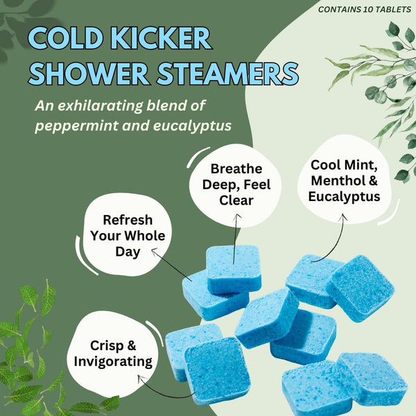 Cold Kicker Shower Steamers Aromatherapy, Eucalyptus Shower Steamer, Shower Bombs Made in the USA, Menthol Shower Steamer, Self Care Gifts,