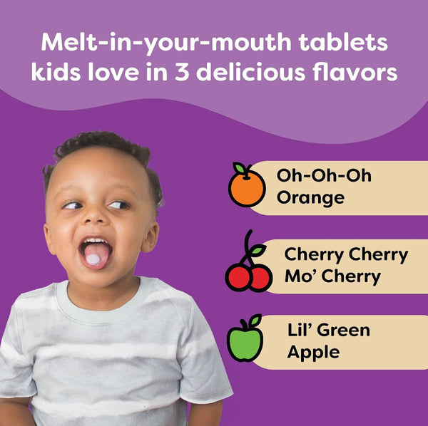 Renzo'S Picky Eater Kids Multivitamin with Iron, Dissolving Kids Vitamins with Vitamin D3 & K2 and More, 60 Sugar-Free Melty Tabs, Cherry Moâ