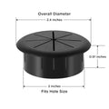 HYCC 2 Inch Desk Grommet Black, Desk Hole Cover for Cables, Flexible Cable Grommet - 5 Pack