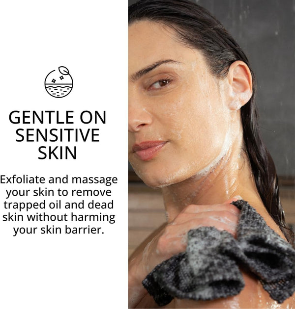 Exfoliating Washcloth Face & Body Scrub Towel - Japanese Exfoliating Towel with Hexagon Fibers, Body Scrubber with 2 Sides for Scrubbing &