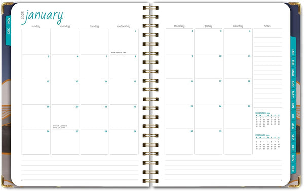 HARDCOVER 2025 Planner, 5.5"X8": 14 Months (November 2024 - December 2025), Daily Weekly Monthly Planner, Yearly Agenda, Bookmark, Pocket Folder